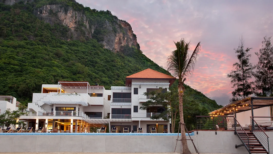 Villa buildings below the mountain at Pranburi, south of Hua Hin